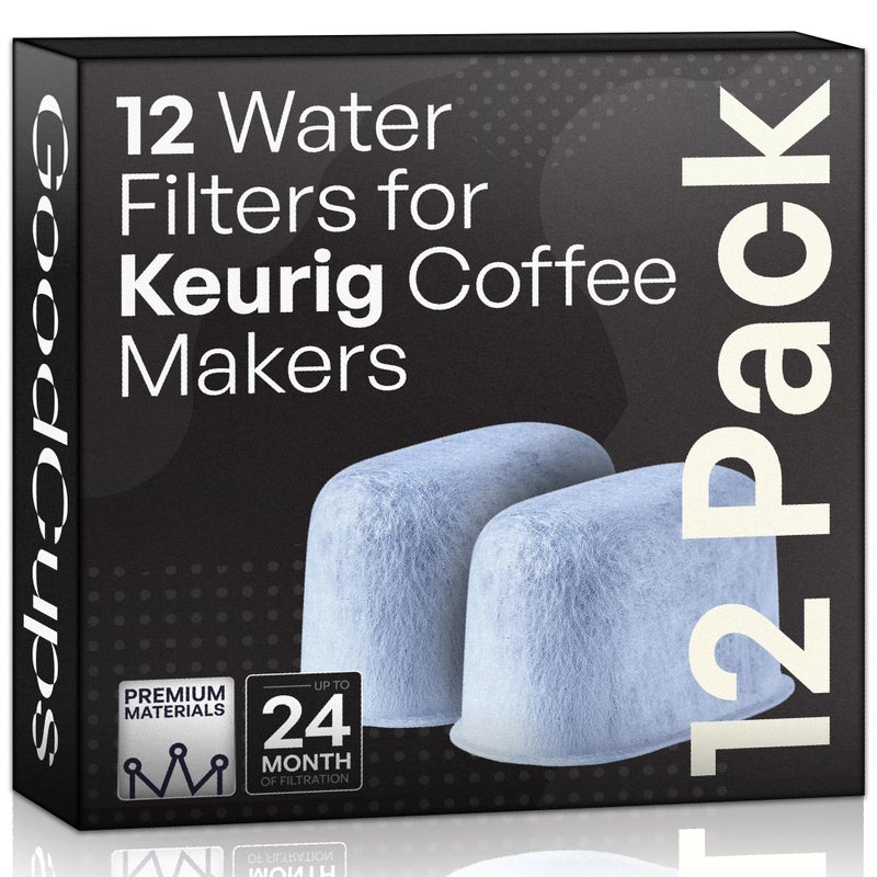GoodCups Keurig Filter Replacement - 12 Water Filters for Keurig K-Mini, K-Supreme, K-Slim, K-Express, K-Classic, K-Duo, K-Duo Hot & Iced, K-Elite, K-Select, K-Cafe, K-Compact, 2.0 and 1.0 Brewers - Image 1